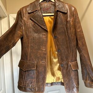 2 front pocket leather blazer